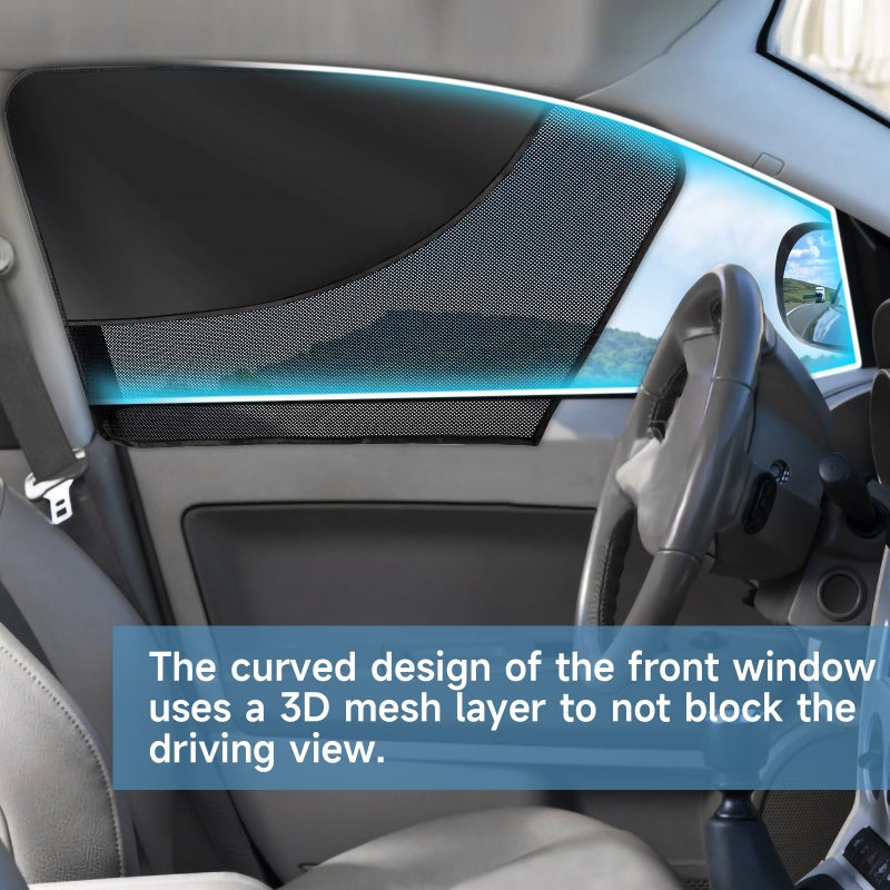 LSTRAGY 2 PCS Car Window Shades Magnetic Double Layer Car Side Window Sun Shades with Half Shade  Front Car Window Covers Blocks Heat and UV Rays Glare for Driver Car Accessories - Image 3